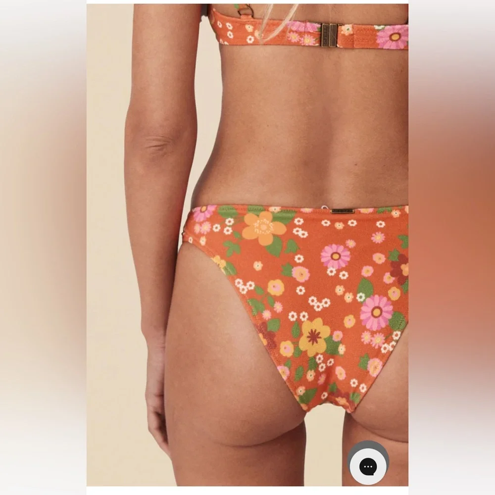 NWT Spell Pomelia Ring Scoop/Ring Pant Bikini in Retro Size XXS Orange Floral - Picture 11 of 16